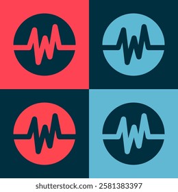 Pop art Heart rate icon isolated on color background. Heartbeat sign. Heart pulse icon. Cardiogram icon.  Vector