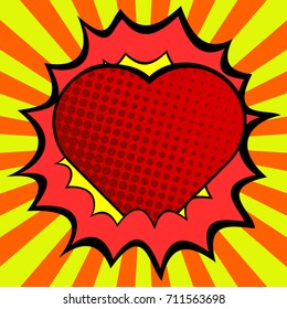 Pop art heart. Vector illustration.