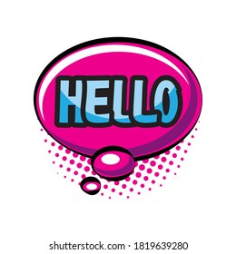 pop art hello bubble detailed style icon design of retro expression comic theme Vector illustration