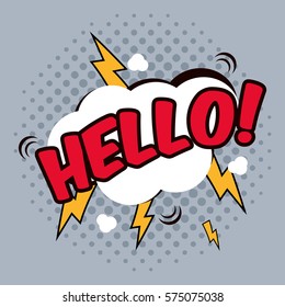 pop art hello cloud lightining dot design