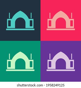 Pop art Hindu spiritual temple icon isolated on color background. Vector