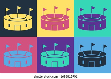 Pop art Hockey stadium icon isolated on color background. Hockey arena.  Vector Illustration