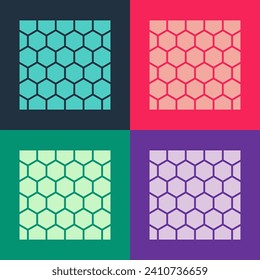 Pop art Honeycomb icon isolated on color background. Honey cells symbol. Sweet natural food.  Vector