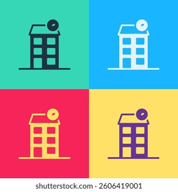 Pop art House icon isolated on color background. Home symbol.  Vector
