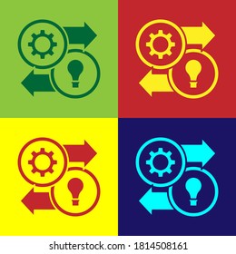 Pop art Icono de recursos humanos aislado en fondo de color. Concepto de gestión de los recursos humanos, investigación del personal profesional, trabajo de cazador jefe. Vector.