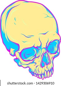 Pop Art Human Skull. Vector illustration