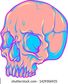 Pop Art Human Skull. Vector illustration
