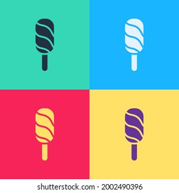 Pop art Ice cream icon isolated on color background. Sweet symbol.  Vector