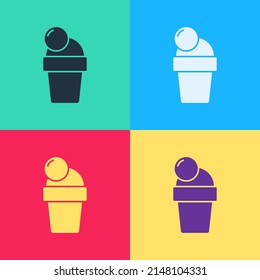 Pop art Ice cream icon isolated on color background. Sweet symbol.  Vector
