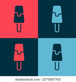 Pop art Ice cream icon isolated on color background. Sweet symbol.  Vector