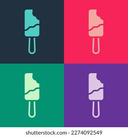 Pop art Ice cream on stick icon isolated on color background. Sweet symbol.  Vector