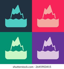 Pop art Iceberg icon isolated on color background.  Vector