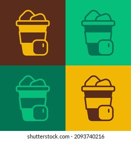 Pop art Iced coffee icon isolated on color background.  Vector