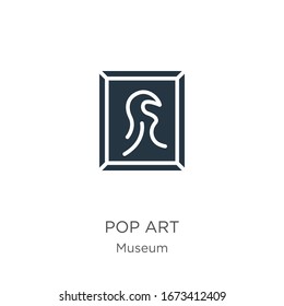 Icono de pop art vector. Icono de arte pop plano de moda de la colección de museos aislado en fondo blanco. La ilustración vectorial se puede utilizar para diseño gráfico web y móvil, logotipo, eps10