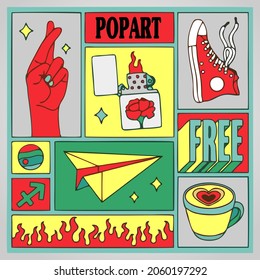 Pop art icon younth vintage