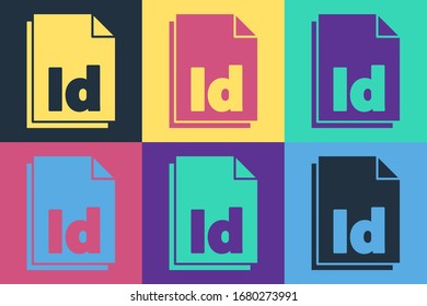 Pop art ID File document icon isolated on color background.  Vector Illustration