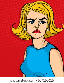 Pop art illustration of a angry blonde girl
