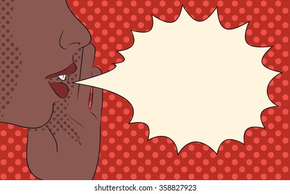 Pop Art illustration of a girl screaming with speech bubble for your creativity