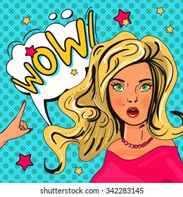 Pop Art Girl Poster Retro Woman Stock Illustration 498245860