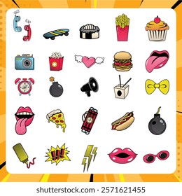 Pop art illustration icon design collection