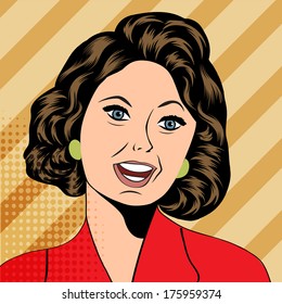 Pop Art illustration of a laughing woman, vector format