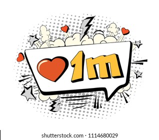Pop art illustration with like sign. Comic hand drawn scene about communication. Vector isolated on halftone background.