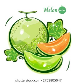 Pop art illustration of a melon | Fresh and cute fruit vector material