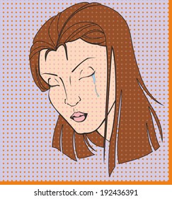  Pop Art illustration of a sad woman Vector