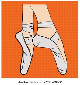 Pop art illustration.Ballerina Legs