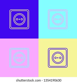 Pop art illustrtaion four styles Electrical Outlet icon. Power Symbol, logo illustration.