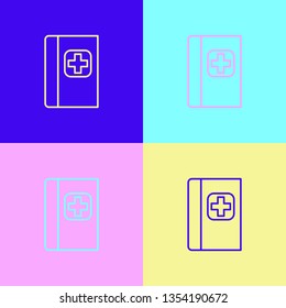 Pop art illustrtaion four styles Medical book icon. Health symbol