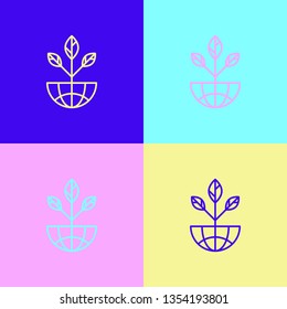 Pop art illustrtaion four styles Ecology icon illustration. Planet symbol