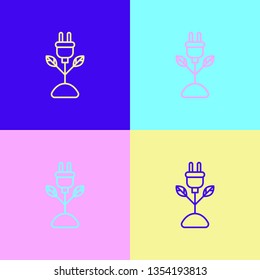 Pop art illustrtaion four styles Line Clean Energy Concept Icon