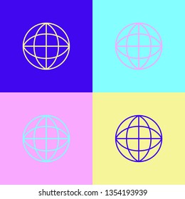 Pop art illustrtaion four styles Globe vector icons, planet Earth