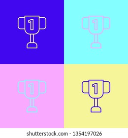 Pop art illustrtaion four styles Champion cup for winner. Championship trophy. Victory concept