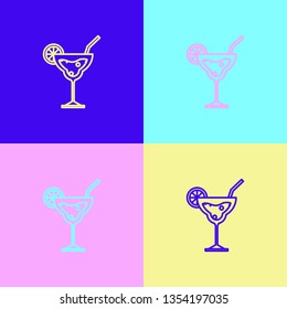 Pop art illustrtaion four styles Cocktail vector icon, alcohol symbol