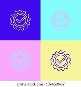 Pop art illustrtaion four styles Completed Vector Stamp. Grunge rubber stamp or badge, label with text "completed"