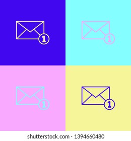 Pop art illustrtaion four styles New incoming messages icon with notification. Envelope with incoming message.