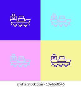Pop art illustrtaion four styles Image of ship, boat icon