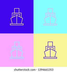 Pop art illustrtaion four styles Image of ship, boat icon