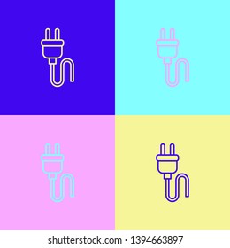 Pop art illustrtaion four styles Power cord sign icon. The wire icon. electric plug