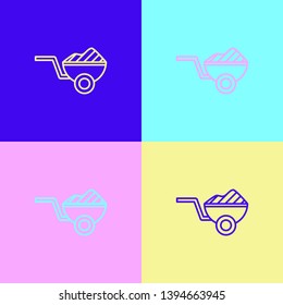 Pop art illustrtaion four styles Construction wheelbarrow vector icon