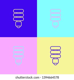 Pop art illustrtaion four styles Light Bulb icon. Lighting Electric lamp. Electricity, shine.
