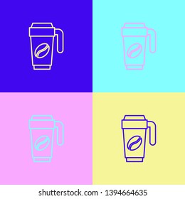 Pop art illustrtaion four styles Thermocup for coffee. Coffee time