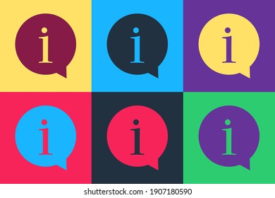Pop art Information icon isolated on color background. Vector.