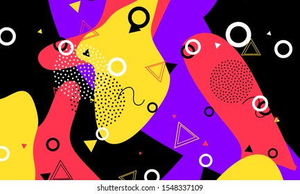 Pop Art. Ink Geometric Fashion. Funky Wallpaper. Salmon Animation Artwork. Contemporary Cover. Purple Template. Vintage Elements. Black Childish Decor.