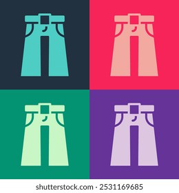 Pop art Jeans wide icon isolated on color background.  Vector