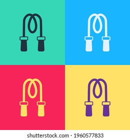 Pop art Jump rope icon isolated on color background. Skipping rope. Sport equipment.  Vector