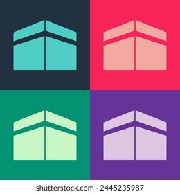 Icono de la mezquita de Kaaba de arte Pop aislado sobre fondo de color. Kaaba hajj Meca rezar peregrinación Ramadán Islam mezquita musulmana.  Vector