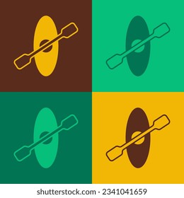 Pop art Kayak and paddle icon isolated on color background. Kayak and canoe for fishing and tourism. Outdoor activities.  Vector